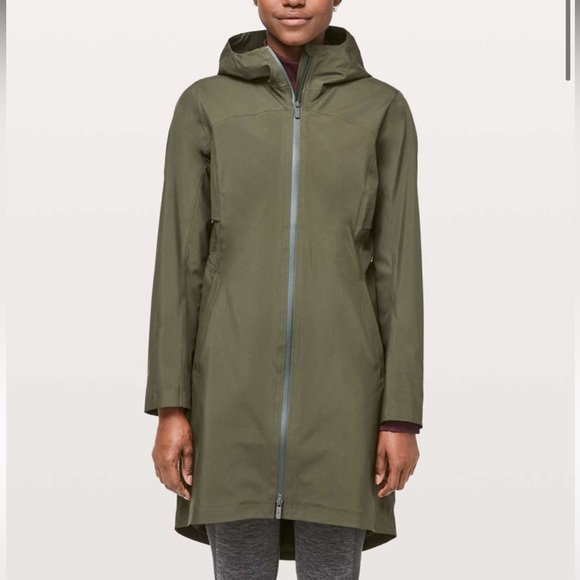 lululemon athletica Jackets & Blazers - LULULEMON RAIN REBEL HOODED JACKET DARK OLIVE SIZE 4